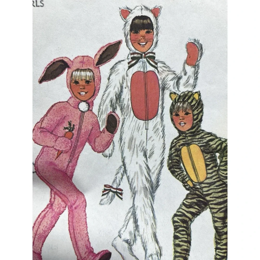 Simplicity 7683 Pattern Halloween Costume Kids Bunny Or Cat Size 8